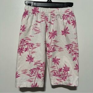 Gap Kids Girls Pants W/ All Over Palm Tree Print in White/Pink